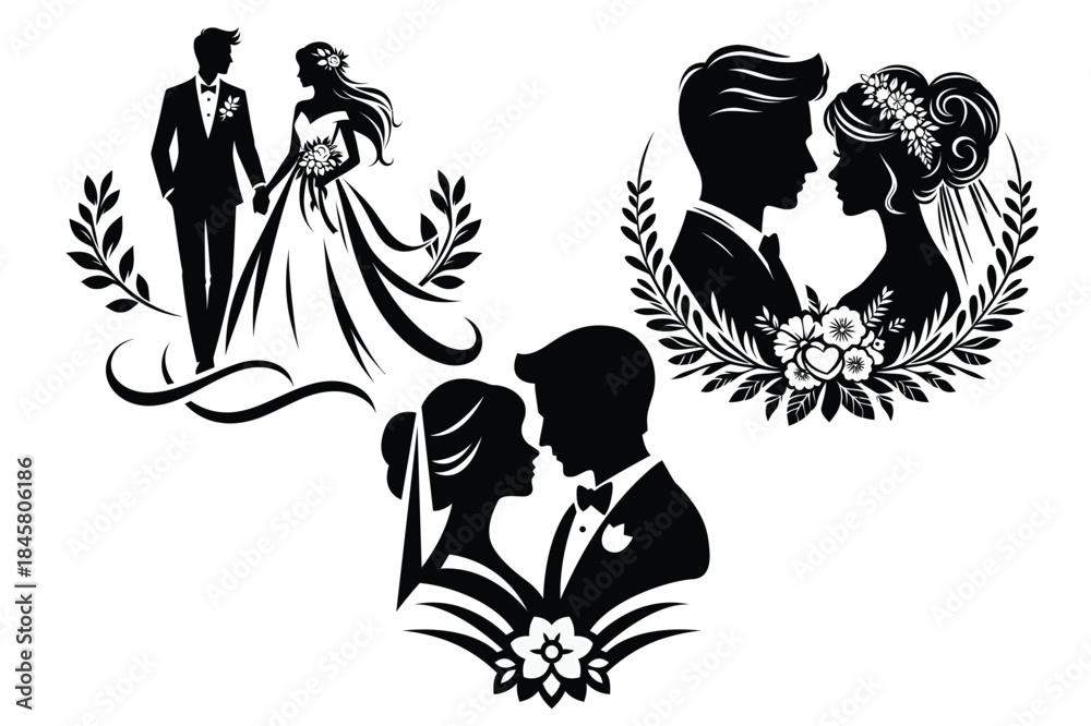 Fototapeta premium Elegant Wedding Silhouettes Celebrating Love and Commitment