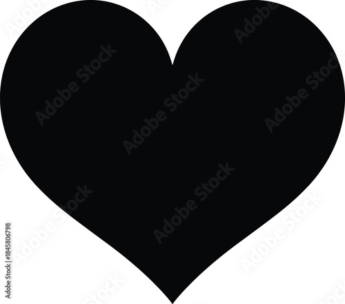Black heart shape with smooth rounded edges silhouette