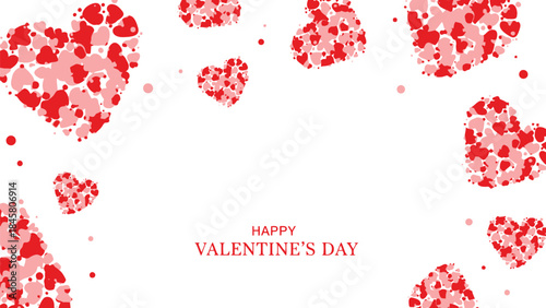 Valentine's day celebration with red and pink hearts on white background for love and romance greeting cards