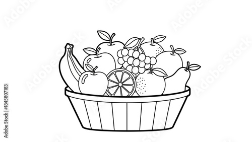 Fruit Basket Illustration Abundance of Fresh Produce