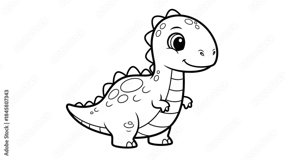 Obraz premium Cute cartoon dinosaur vector illustration for children's coloring book