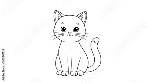 Adorable Cartoon Cat Illustration Whiskers, Big Eyes, and Cute Tail