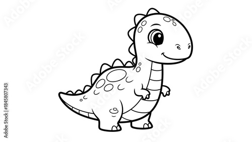 Cute cartoon dinosaur vector illustration for children's coloring book