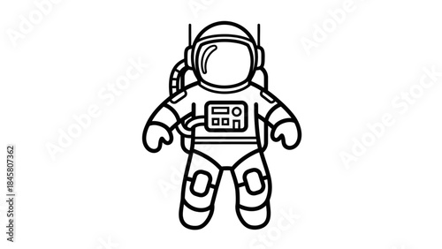 Astronaut Icon Space Explorer in Simple Outline Design