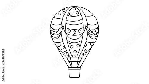 Whimsical Hot Air Balloon Outline Art for Coloring Pages and Creative Projects
