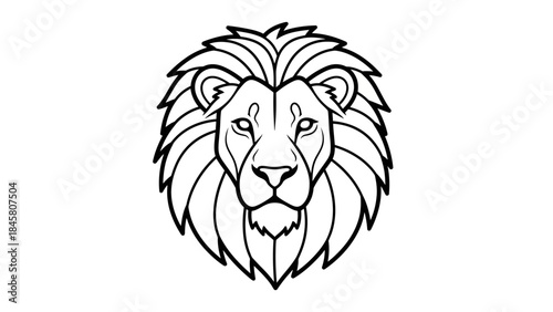 Majestic Lion Head Outline Illustration with Bold Mane