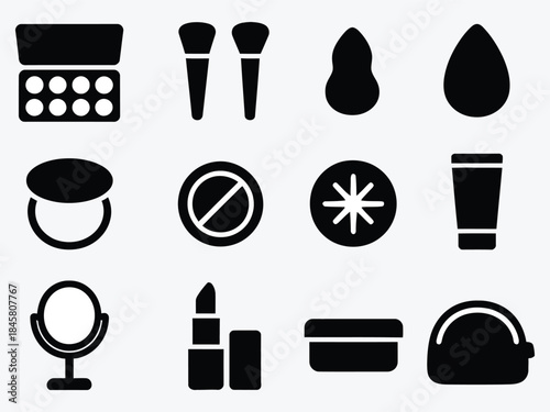 Collection of makeup and beauty product icons