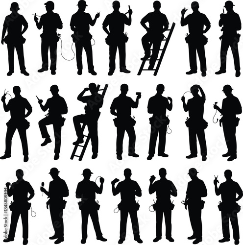 Set of construction worker and tradesman silhouettes