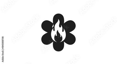 Burning flower symbol representing passion and energy in a unique design.