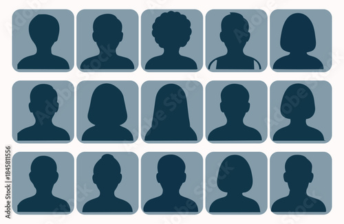 Collection of 15 anonymous user profile silhouettes
