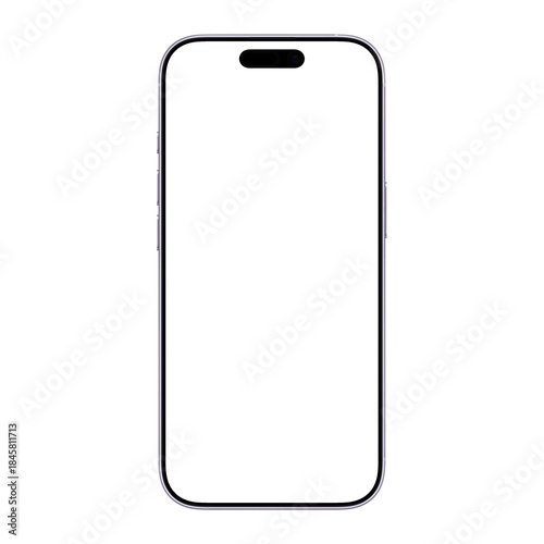 Lavender smartphone without screen and background. Isolated. Template for mockup. Front view