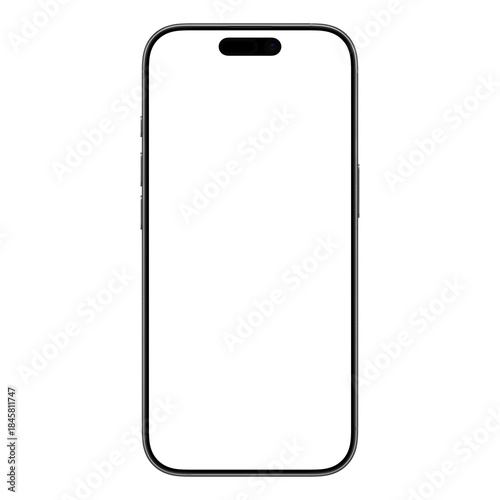 Black smartphone template. For Mockup. No background. White blank screen. Isolated