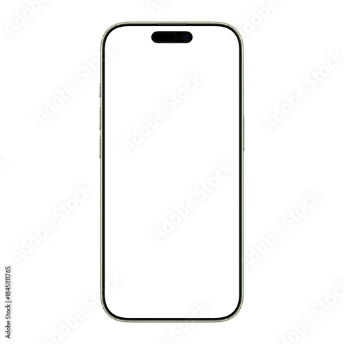 Sage smartphone without screen and background. Isolated. Template for mockup. Front view