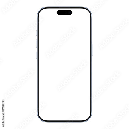 Mist blue smartphone template. For Mockup. No background. White blank screen. Isolated