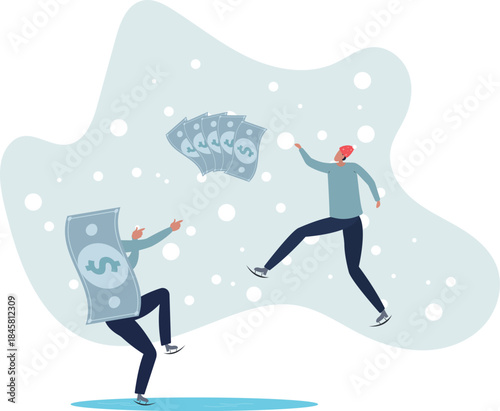 Happy money, rich and achieve financial freedom, success investment, income or salary increase, personal finance concept.life and employment of people.