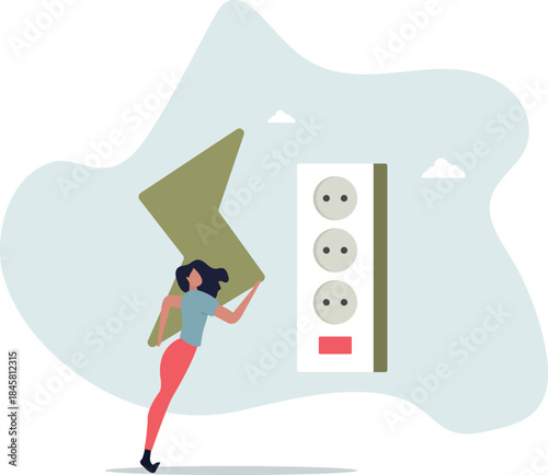 reduce energy consumption at home by unplugging appliances .flat vector illustration.life and employment of people.
