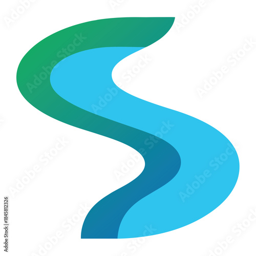 River bend water slide icon vector illustration on white background