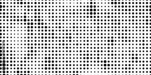 Subtle halftone texture overlay monochrome abstract seamless polka dot horizontal geometric pattern vector background, smooth dots spraying and halftone dot black and white texture overlay grunge art.