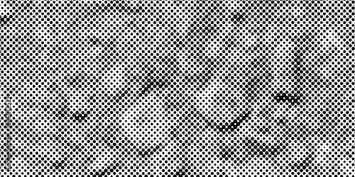 Subtle halftone texture overlay monochrome abstract seamless polka dot horizontal geometric pattern vector background, smooth dots spraying and halftone dot black and white texture overlay grunge art.