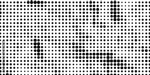 Subtle halftone texture overlay monochrome abstract seamless polka dot horizontal geometric pattern vector background, smooth dots spraying and halftone dot black and white texture overlay grunge art.