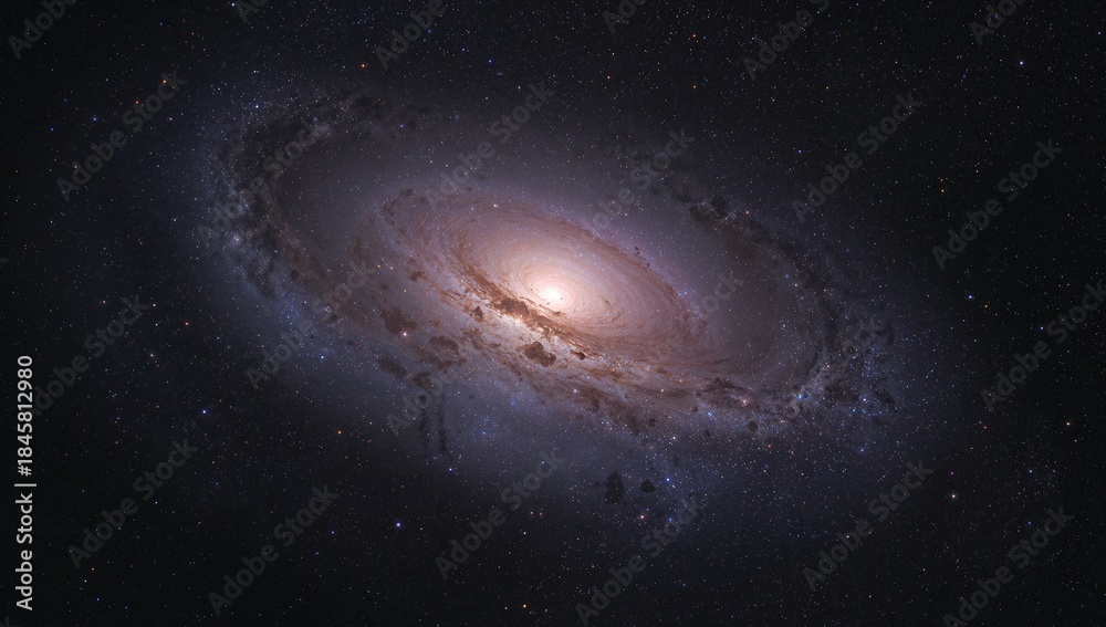 Obraz premium Stunning high resolution photograph captures the majestic spiral arms and glowing core of a distant galaxy set against the deep blackness of space