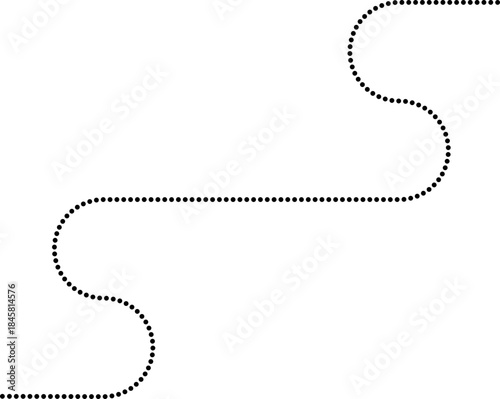 Dotted line creates square-based zigzag paths with irregular direction changes.