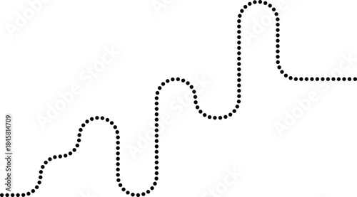 Dotted line constructs maze paths defined by squared wave turns.