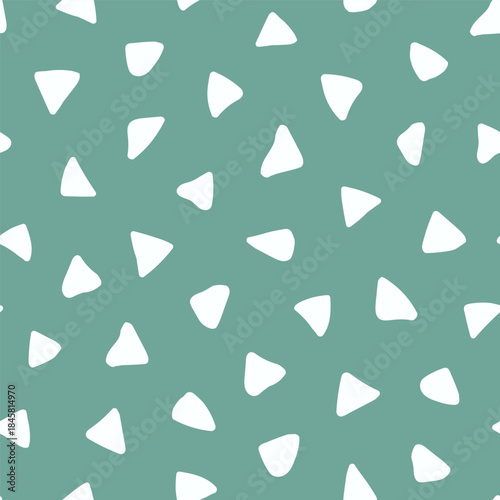 Vector seamless pattern. Irregular triangle texture. Repeated abstract triangular patern. Repeating random dot. Scattered dots background for design prints. Cute hand drawn spot. Vector illustration