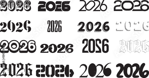 2026 Typography Bundle: Elegant Number Designs for Festive Cards, Posters & Seasonal Graphics