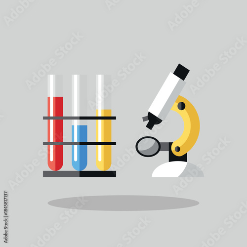 Laboratory research icon illustrating science lab equipment for medical testing, scientific analysis, chemistry experiments, and research concept design use.