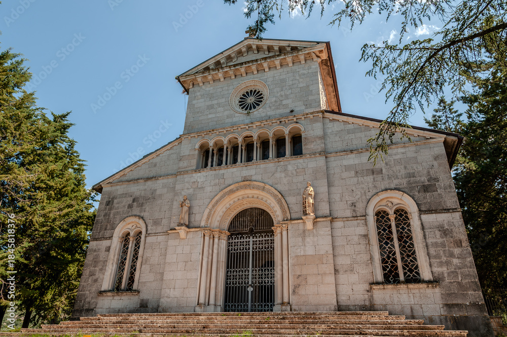 Fototapeta premium Church of S. Maria dell’Auricola. The white bulk of the church, dating back to the 13th century, stands out on the summit of the homonymous hill, at an altitude of 270 m.