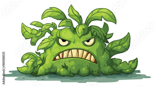 Whimsical Plant Character with a Talking Face Cartoon Drawing