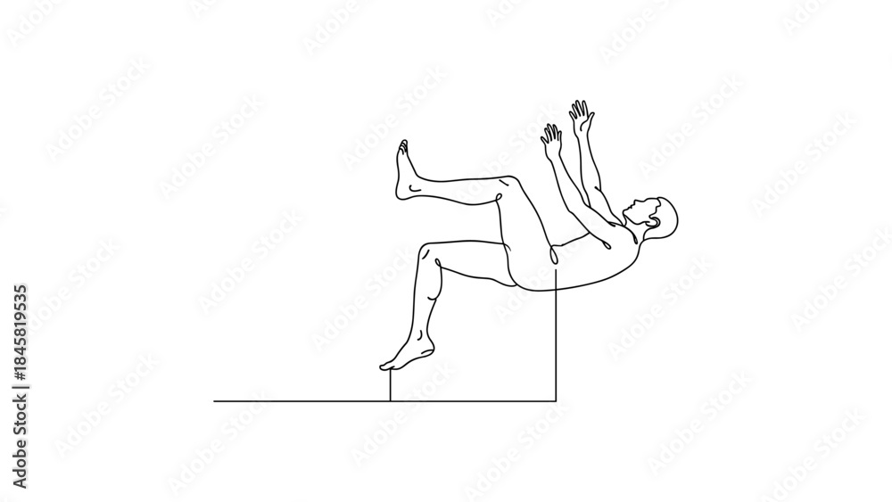 Obraz premium Minimalist line art of high jumper in midair