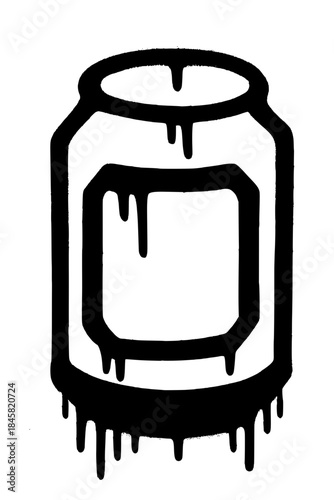 Black and white graffiti of a paint can with dripping paint