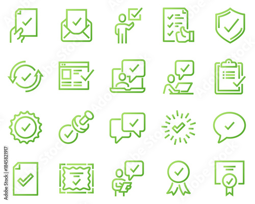 Simple Set of Approve Related Vector Line Icons.