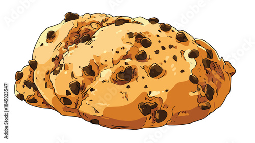 Delicious Cookie Dough with Chocolate Chips Vector Illustration