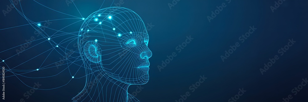 Obraz premium Digital human head representing artificial intelligence and data technology 