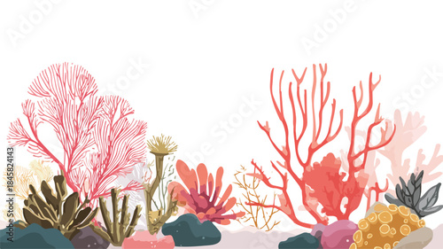 Serene Minimalist Coral Reef Vector Illustration