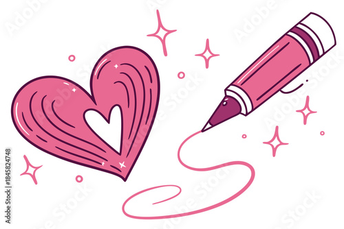 hand drawn animation of a heart being sketched