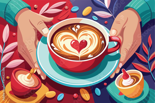 heart shaped latte art in a coffee mug