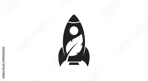 Rocket Ship with Feather Symbol.