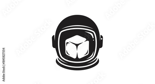 Astronaut Helmet with Cube Reflection: Space Exploration and Modern Design.