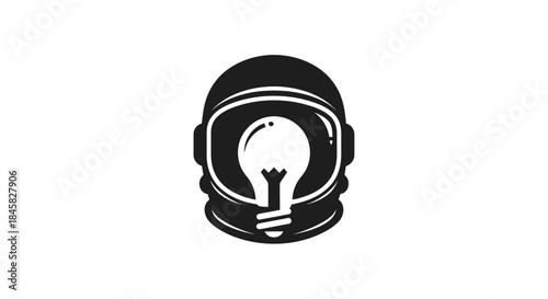 Astronaut helmet with lightbulb inside symbolizes innovation and ideas.