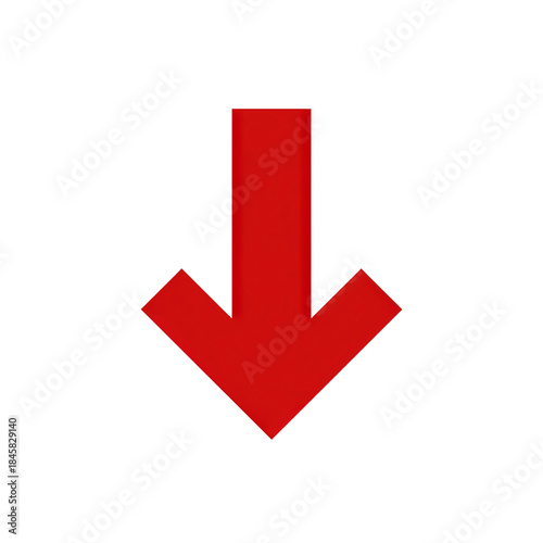 Red down arrow icon isolated on transparent background Remove png, Clipping Path, pen tool