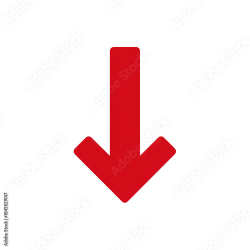 Red down arrow icon isolated on transparent background Remove png, Clipping Path, pen tool