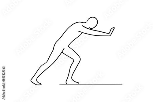 Minimalist line art of person pushing against invisible force