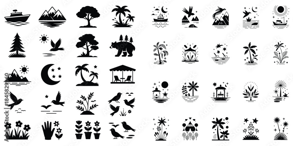 Naklejka premium Silhouettes of people vector icon set cartoon illustration design pattern collection