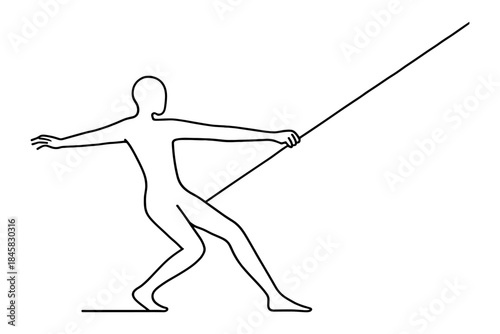 Continuous line art of javelin thrower showcasing dynamic movement and athleticism