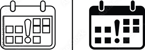 Deadline calendar icon with exclamation mark for urgent schedule planning and task reminders
