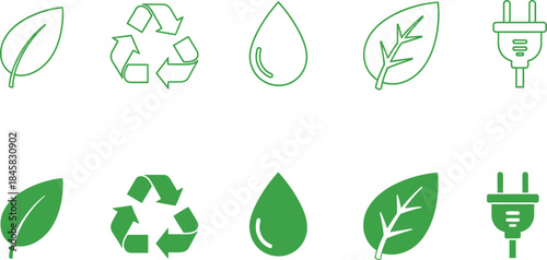 Eco friendly icons isolated on transparent background